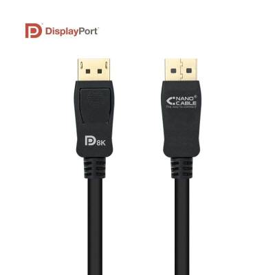 Cable displayport 1.4 8k nanocable 10.15.2501/ displayport macho - displayport macho/ 1m/ certificado/ negro