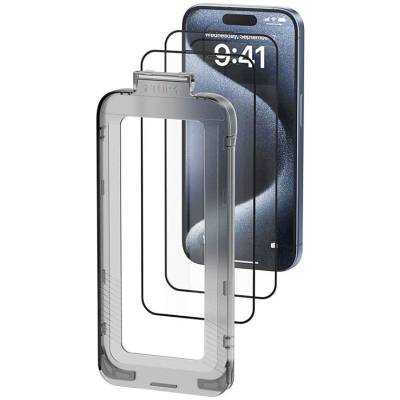 Protector de pantalla de cristal templado vention kuktca-30 para iphone 15 pro + herramienta de instalación antipolvo