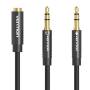 Cable estéreo vention bboby/ 2x jack 3.5 macho - jack 3.5 hembra/ 30cm/ negro