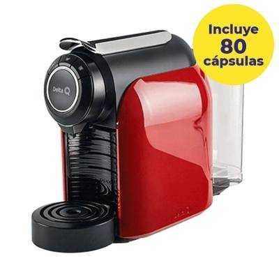 Cafetera de cápsulas delta qool evolution/ roja + 80 cápsulas café qalidus