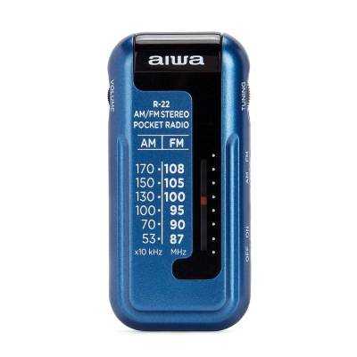 Radio portátil aiwa r-22bl/ con batería/ a pilas/ azul