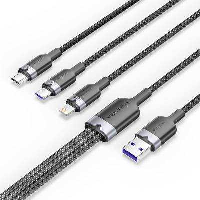 Cable usb 2.0 lightning vention ctpbg/ usb macho/ usb tipo-c macho - microusb macho - lightning macho/ hasta 60w/ 480mbps/