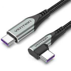 Cable usb 2.0 tipo-c 90º vention takhd/ usb tipo-c macho - usb tipo-c macho/ hasta 100w/ 480mbps/ 50cm/ gris