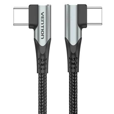 Cable usb 2.0 tipo-c 90º vention tanhd/ usb tipo-c macho - usb tipo-c macho/ hasta 100w/ 480mbps/ 50cm/ gris