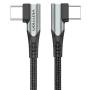 Cable usb 2.0 tipo-c 90º vention tanhd/ usb tipo-c macho - usb tipo-c macho/ hasta 100w/ 480mbps/ 50cm/ gris
