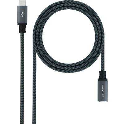 Cable alargador usb tipo-c 3.2 nanocable 10.01.4502-comb/ usb tipo-c macho - usb tipo-c hembra/ 2m/ negro