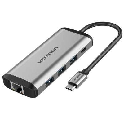 Docking usb tipo-c vention thahb/ 1xhdmi 4k/ 3xusb/ 1xusb tipo-c pd/ 1xrj45/ 1xlector tarjetas/ 1xaudio/ gris
