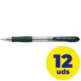 Caja de bolígrafos de tinta de aceite retráctil pilot super grip m/ 12 unidades/ negros