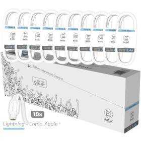Pack 10 cables lightning tech one tech basik tec2952/ usb macho - lightning macho/ 1m/ blanco