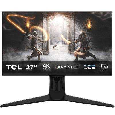 Monitor gaming tcl 27r83u 27'/ 4k/ 1ms/ 160hz/ va/ multimedia/ regulable en altura/ blanco y negro