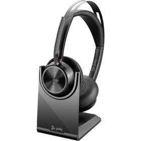 Auriculares inalámbricos poly voyager focus 2 microsoft teams + adaptador usb-c-a + soporte de carga/ con micrófono/ bluetooth/