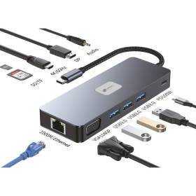 Docking usb tipo-c leotec leds03/ 3xusb/ 1xusb tipo-c pd/ 1xhdmi 4k/ 1xdisplayport/ 1xvga/ 1xaudio/ 1xrj45/ 1xlector tarjetas