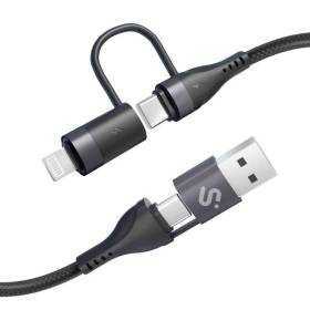 Cable usb 2.0 tipo-c subblim top 4 en 1/ usb tipo-c macho - usb macho/ usb tipo-c macho - lightning macho/ hasta 60w/ 480mbps/