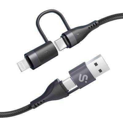 Cable usb 2.0 tipo-c subblim top 4 en 1/ usb tipo-c macho - usb macho/ usb tipo-c macho - lightning macho/ hasta 60w/ 480mbps/