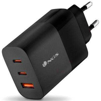 Cargador de Pared GaN NGS Bud 65W/ 2xUSB Tipo-C/ 1xUSB/ 65W