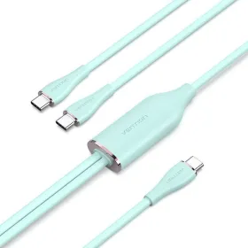 Cable USB 2.0 Tipo-C Vention CTMGG/ USB Tipo-C Macho - 2 x USB Tipo-C Macho/ Hasta 100W/ 480Mbps/ 1.5m/ Verde