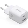 Cargador de Pared GaN Aisens ASCH-30W2P020-W/ 1xUSB Tipo-C/ 1xUSB/ 30W