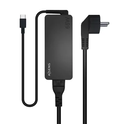 Cargador de Portátil Aisens ASCH-1PD65D-BK/ 1xUSB Tipo-C/ 65W/ Automatico/ Voltaje 5-20V