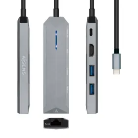 Docking USB Tipo-C Aisens ASUC-5P003-GR/ 1xHDMI 4K/ 2xUSB/ 1xRJ45/ 1xUSB Tipo-C PD/ Gris
