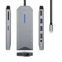 Docking USB Tipo-C Aisens ASUC-9P001-GR/ 1xHDMI 4K/ 3xUSB/ 1xRJ45/ 1xAudio/ 1xLector Tarjetas / 1xUSB Tipo-C PD/ Gris