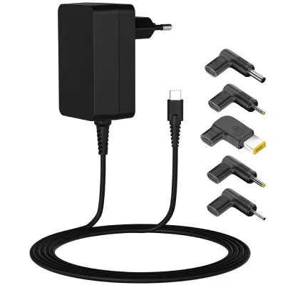 Cargador de Portátil Leotec Notebook 45W Type-C/ 1xUSB Tipo-C/ 45W/ Automático/ Voltaje 5-20V