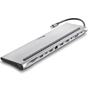 Docking USB Tipo-C NGS WonderDock12/ 3xUSB/ 2xHDMI 4K/ 1xVGA/ 1xRJ45/ 1xLector de Tarjetas/ 1xJack 3.5/ 1xUSB Tipo-C PD/ Gris