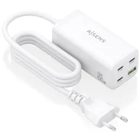 Cargador Sobremesa GaN Aisens ASCH-100W4P053-W/ 3xUSB Tipo-C/ 1xUSB/ 100W