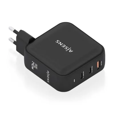 Cargador de Pared GaN Aisens ASCH-140W3P031-BK/ 2xUSB Tipo-C/ 1xUSB/ 140W