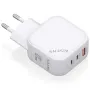 Cargador de Pared GaN Aisens ASCH-65W3P026-W/ 2xUSB Tipo-C/ 1xUSB/ 65W