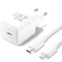 Cargador de Pared GaN Vention TZ-FEPW0-EU-02/ 1xUSB Tipo-C + Cable Lightning/ 20W