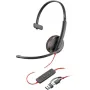 Auricular Poly Blackwire 3210 + Adaptador USB-C/A/ con Micrófono/ USB Tipo-C/ Bulk/ Negro