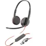 Auriculares Poly Blackwire 3225 + 3.5 mm + Adaptador USB-C/A/ con Micrófono/ Jack 3.5 - USB Tipo-C/ Bulk/ Negros