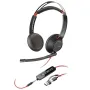 Auriculares Poly Blackwire 5220 USB-C + 3.5 mm + Adaptador USB-C/A/ con Micrófono/ Jack 3.5 - USB Tipo-C/ Bulk/ Negros