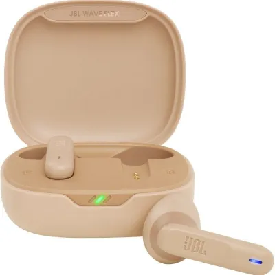 Auriculares Bluetooth JBL Wave Flex con estuche de carga/ Autonomía 8h/ Beige