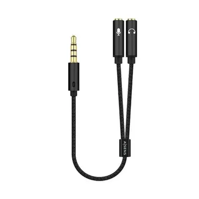 Cable Estéreo Aisens A128-0416/ Jack 3.5 Macho - 2x Jack 3.5 Hembra/ 25cm/ Negro