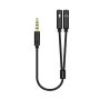 Cable Estéreo Aisens A128-0416/ Jack 3.5 Macho - 2x Jack 3.5 Hembra/ 25cm/ Negro