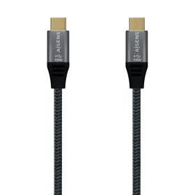 Cable USB 2.0 Tipo-C Aisens A107-0629 5A 100W/ USB Tipo-C Macho - USB Tipo-C Macho/ Hasta 100W/ 480Mbps/ 2m/ Gris