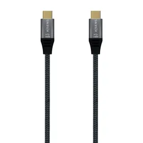 Cable USB 3.2 Tipo-C Aisens A107-0671 20GBPS 100W/ USB Tipo-C Macho - USB Tipo-C Macho/ Hasta 100W/ 20Gbps/ 1m/ Gris