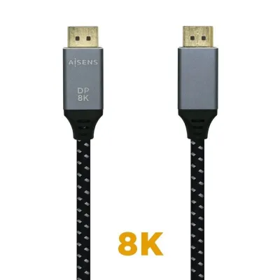 Cable DisplayPort 1.4 8K Aisens A149-0436/ DisplayPort Macho - DisplayPort Macho/ 1.5m/ Negro Gris