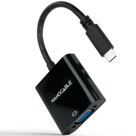 Cable Conversor Nanocable 10.16.4101-BK/ USB Tipo-C Macho - VGA Hembra/ 10cm/ Negro