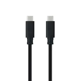 Cable USB 3.1 Tipo-C Nanocable 10.01.4100/ USB Tipo-C Macho - USB Tipo-C Macho/ Hasta 100W/ 10Gbps/ 50cm/ Negro