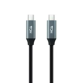 Cable USB 3.2 Tipo-C Nanocable 10.01.4301 5A 100W/ USB Tipo-C Macho - USB Tipo-C Macho/ Hasta 100W/ 20Gbps/ 1m/ Gris y Negro
