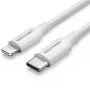 Cable USB 2.0 Tipo-C Lightning Vention LAJWF/ USB Tipo-C Macho - Lightning Macho/ Hasta 27W/ 480Mbps/ 1m/ Blanco