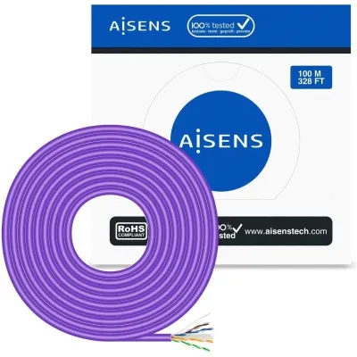 Bobina de Cable RJ45 AWG23 UTP Aisens A135-0747 Cat.6/ LSZH/ 100m/ Violeta