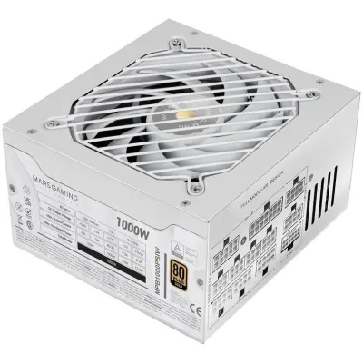Fuente de Alimentación Mars Gaming MPB1000PSI/ 1000W/ Ventilador 14cm/ ATX 3.1/ PCIe 5.1/ 80 Plus Gold/ Blanca