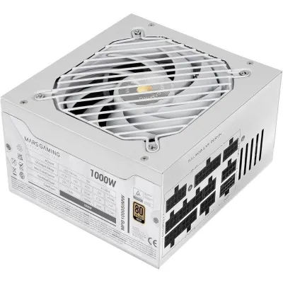 Fuente de Alimentación Mars Gaming MPB1000SIM/ 1000W/ Ventilador 14cm/ ATX 3.1/ PCIe 5.1/ 80 Plus Gold/ Blanca