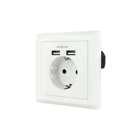 Roseta de Pared Nanocable 10.35.0010/ 1 Schuko/ 2 USB