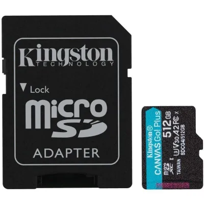 Tarjeta de Memoria Kingston CANVAS Go! Plus 512GB microSD XC con Adaptador/ Clase 10/ 200MBs