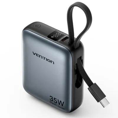 Powerbank 10000mAh Vention FHEH0/ 35W/ Gris/ Incluye Cable USB Tipo-C