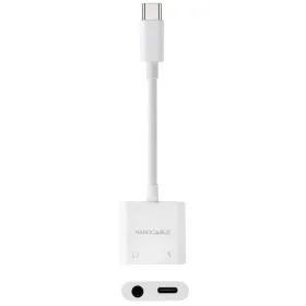 Adaptador Audio Nanocable 10.24.1206/ USB Tipo-C Macho - Jack 3.5 Hembra/ USB Tipo-C Hembra/ Blanco